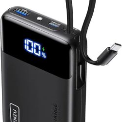 INIU 45W Portable Charger, Smallest 20000mAh Power Bank with Build in USB-C Cable, Fast Charging USB C in&Out Battery Pack, Travel Phone Charger