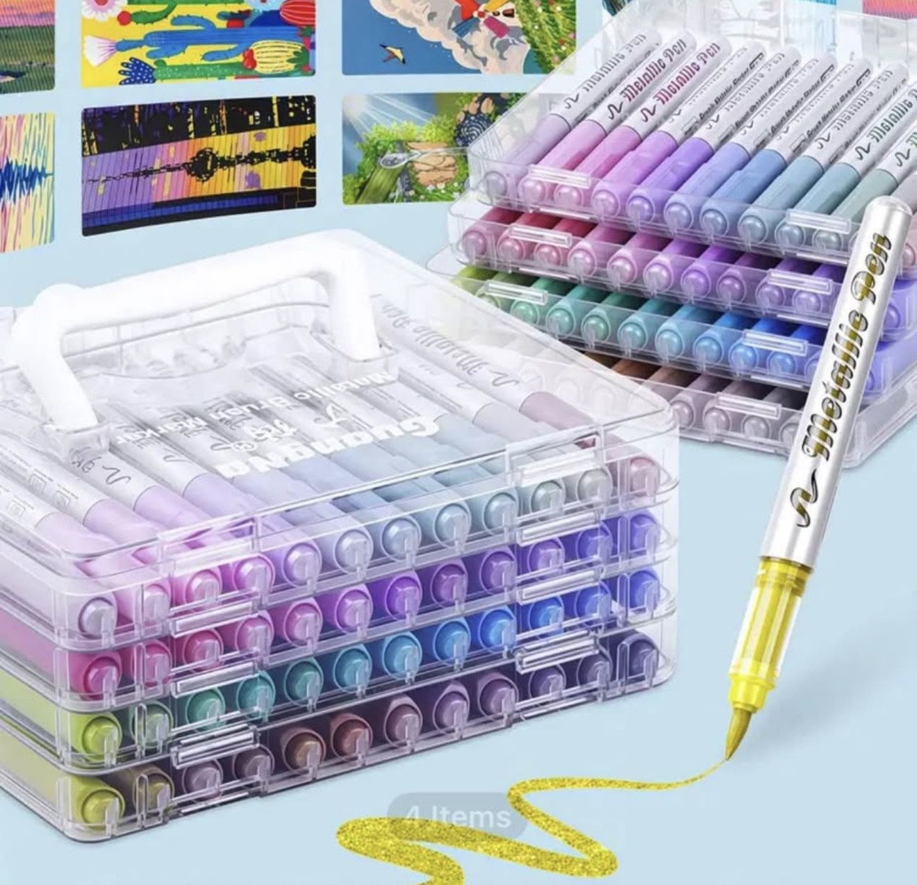Guangna Metallic Paint Brush Marker 48 Metal Colors