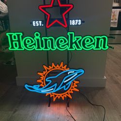 Dolphins Heineken Neon Light