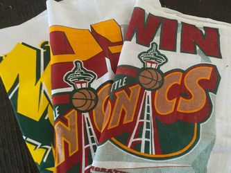 (3) Retro Seattle Super Sonics Basketball Collector- Playoff/Championship Bandana, Wall Hanging, Banners