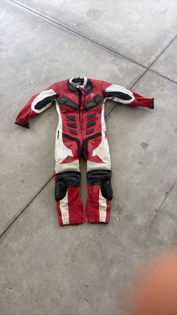 Motorcycle leather race suit.