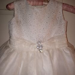 Little Girls Baptism Dress Size 4 Toodler White Church Dress Communion 