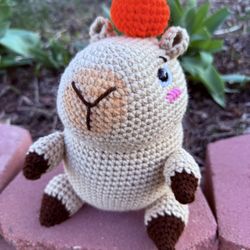 CAPYBARA capibara orange Crochet Doll PLUSH figure toy Amigurumi handmade NEW-