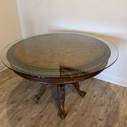 Round Wood Dinning Table With Glass