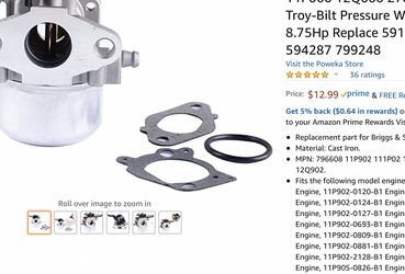 Brand New Carburetor 706608 Fits Toro And Other Mowers See Pic For Amazon Listing