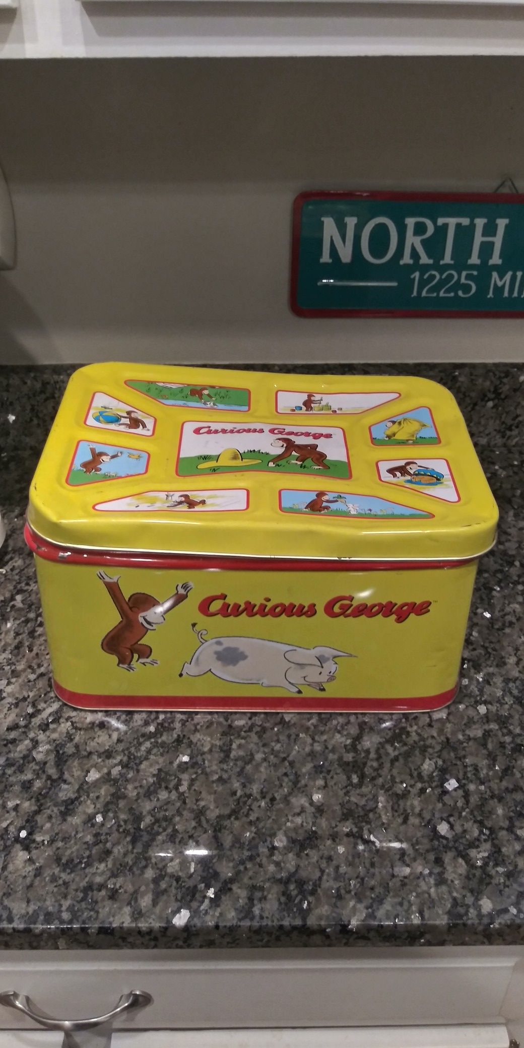 1998 Curious George Large Metal Tin Toy 1998 Curious George Large Metal Tin Toy Chest Box Storage.