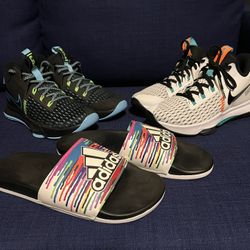 Lebron Basketball Shoes $80/ Adidas Slides $30