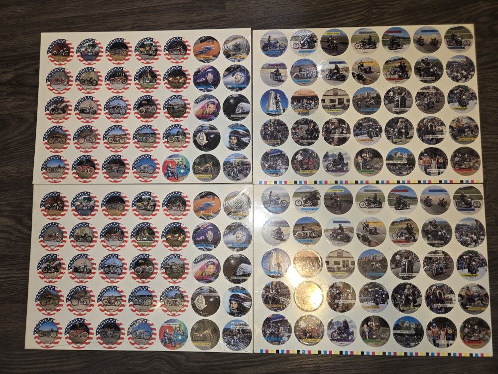 LOT Of 4 POGs Cruise'n Sturgis Motorcycle 1994 Harley Davidson Caps Elvis