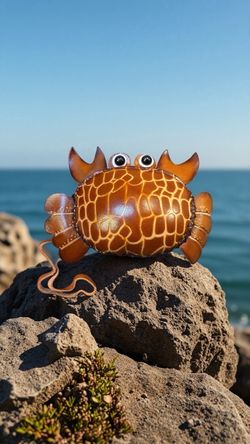 Handmade Genuine Brown Leather Crab Coin Purse Wallet Keychain Gift