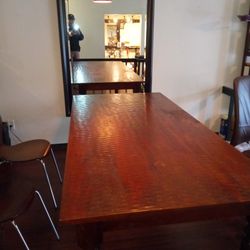 Large Table /3 Modern Wood Chairs And Mirror For One Price