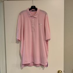 Mens Golf Shirt Pink And White Stripes