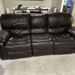 Leather Power Reclining Sofa And Recliner