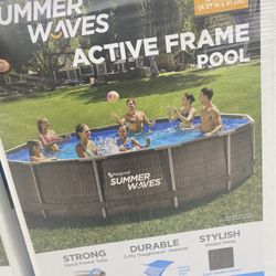 14' x 36" Wicker Print Metal Frame Pool