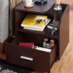 Red Springs 19.7 in. Walnut Rectangle Wood End Table with 1-Drawer