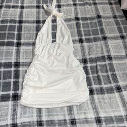 White Halter Dress