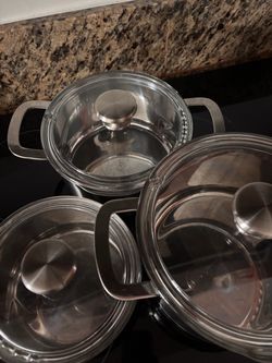 Stainless Steel Pot Set with Glass Lids