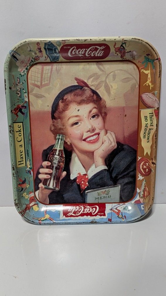 Vintage 1950s Coca Cola Advertising Serving Tray Thirst Knows No Season 10.5x13.5