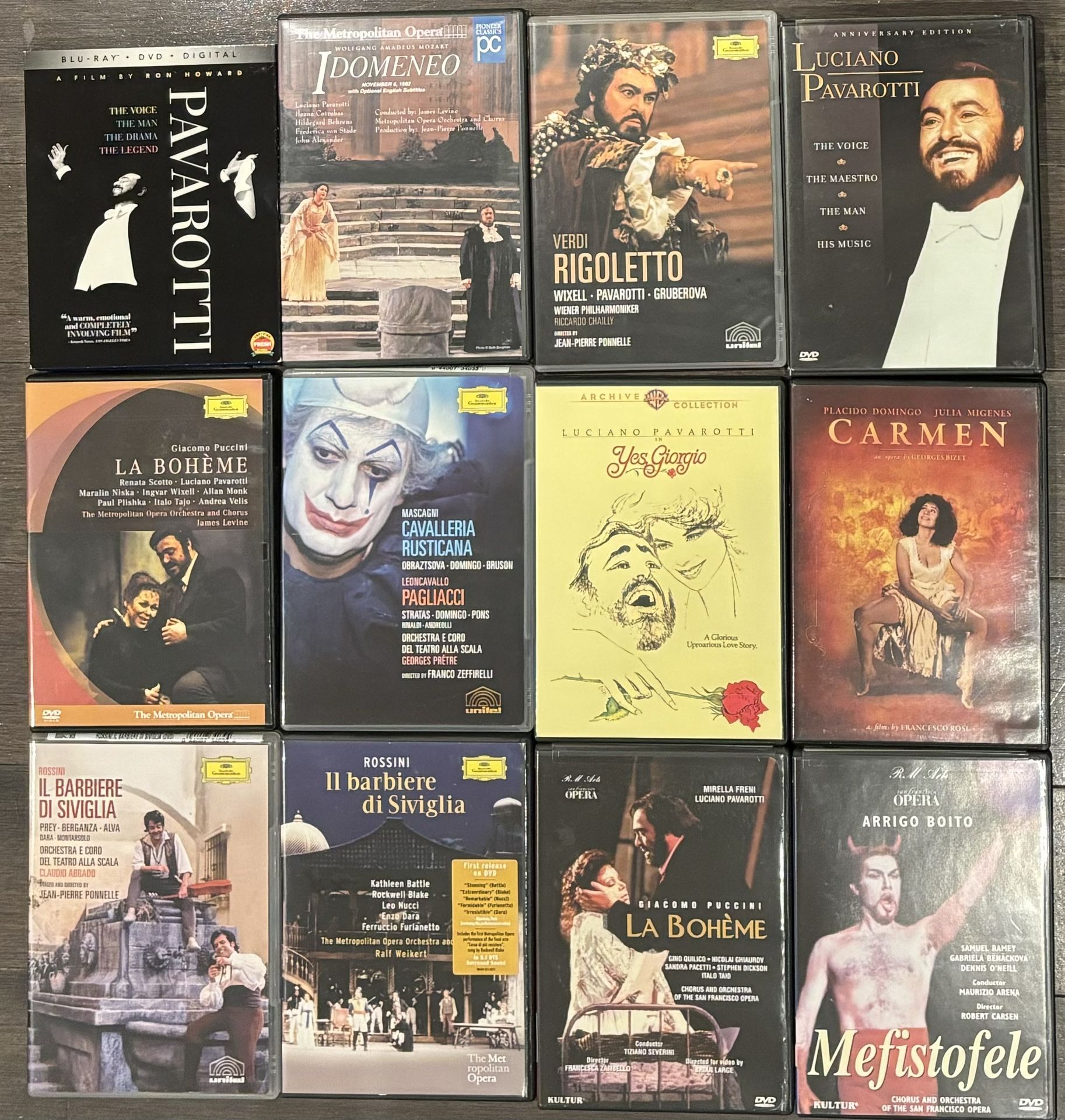 12 VARIOUS OPERA DVD’S WITH ALL OF THE GREATEST OPERA SINGERS OF ALL TIME