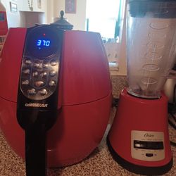 GO WISE USA 5 5 AIR FRYER & OSTER 2 SPEED BLENDER,  BOTH LIKE NEW ONLY PICK UP 