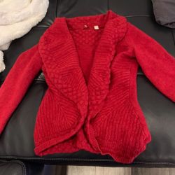 Textured Red Knit Open Sweater From Anthropologie