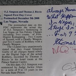 OJ Simspon Autographed Signed Letter Envelope JSA CERTIFIED Vegas Incident  Extra Inscriptions
