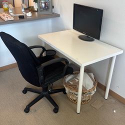 Desk + Computer Chair + Monitor 