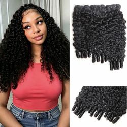 Burmese Curly Bundles Human Hair 16 18 20 Inch 100% Unprocessed Quick Weave Hair Water Wave 3 Bundles 3C4A Deep Curly Weft Wet and Wavy with Spiral Cu
