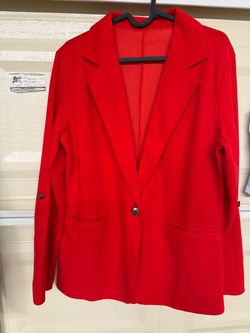 Red Single-Button Blazer Jacket