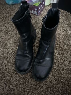 Black leather boots