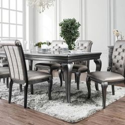 Brand New Grey 7pc Formal Dining Table Set 