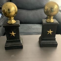 Wm. H. Jackson Andirons Brass And Iron