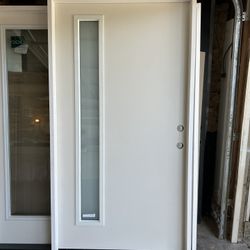 New Entry Door 42” Wide Modern Style Frosted Glass Fiberglass 