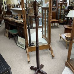 Antique Wooden Coat Rack, Brass hangars With carved Legs