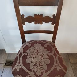 Antique Wooden  Chairs with Fabric Seats
