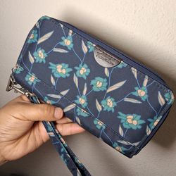 Travelon Long blue floral zipper wallet