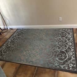 Gray And Turquoise Color Area Carpet 5 X 7