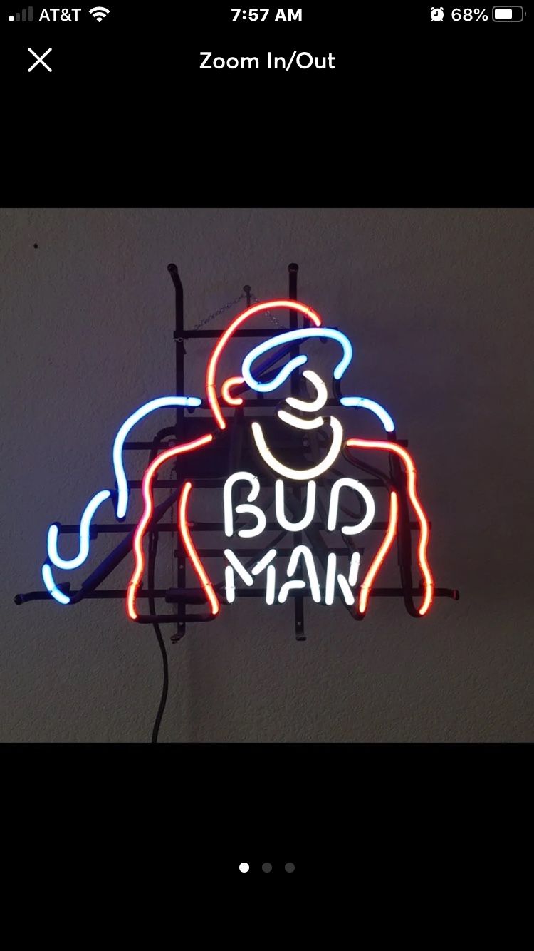 Vintage “Bud Man” Glass Tube Neon Sign