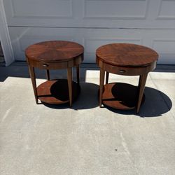Beautiful wood round end tables 