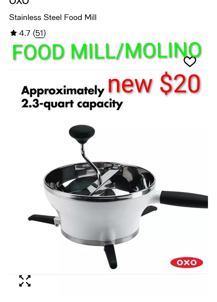 OXO Stainless Steel Food Mill. Molino