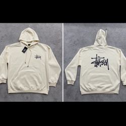 Stussy Hoodie New w/ Tags Men’s Size Medium Beige Cream Drawstring Pullover
