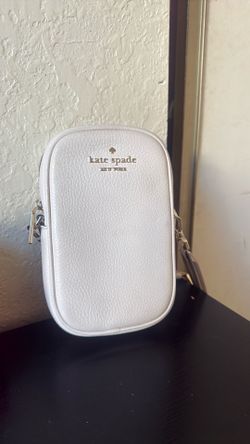 Kate Spade Rosie Pebbled Leather North South Phone South Zip Crossbody WHITE