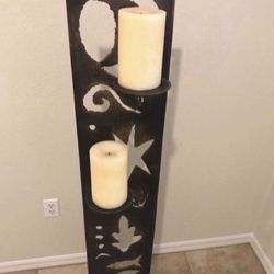 Candle Holder. Metal Beach / Ocean Motif. Metal Art. 62 Inches Tall.