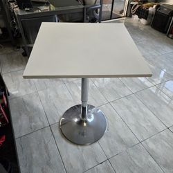 23.75-Inch Wood Adjustable Square Table in White