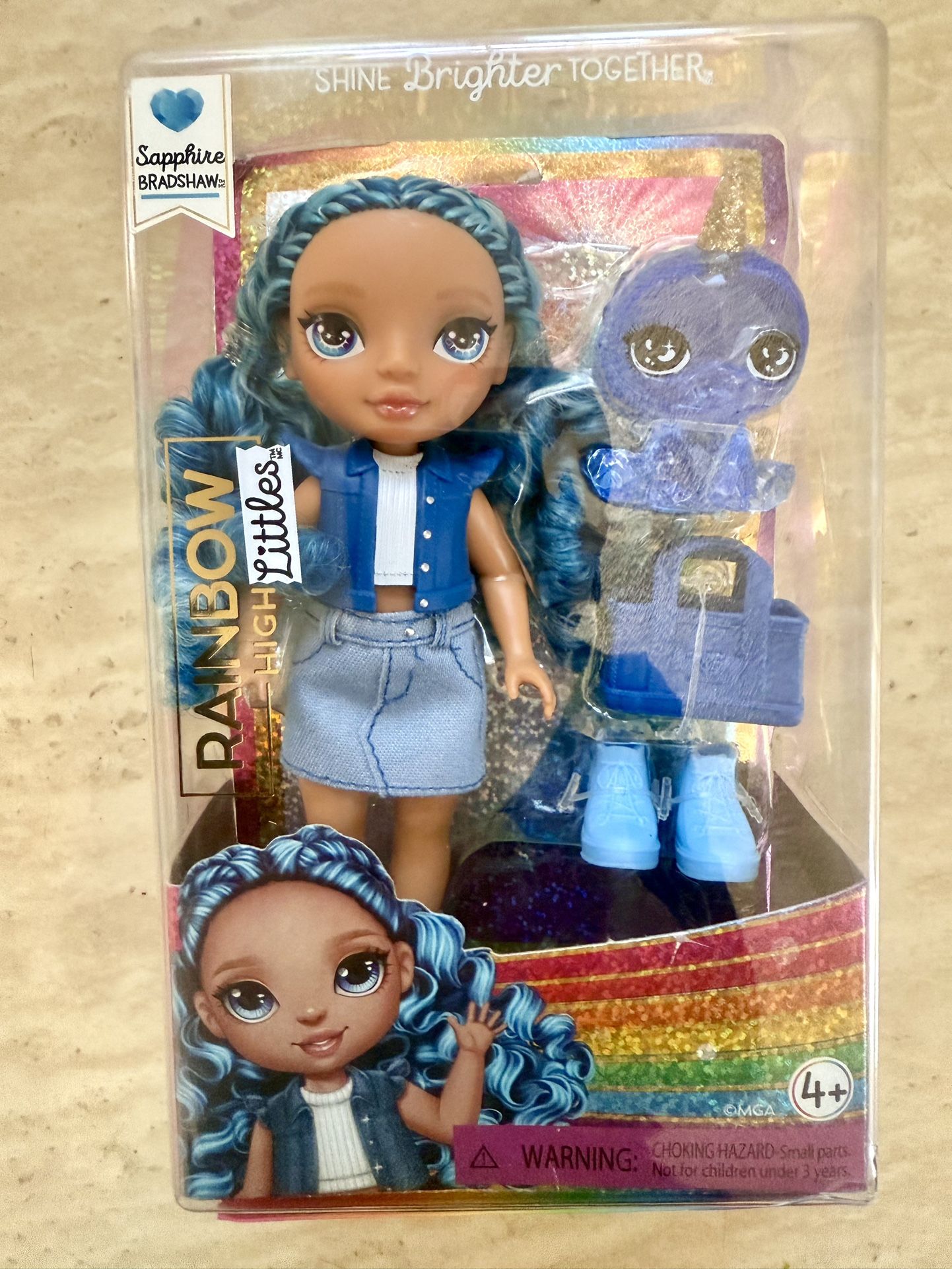Toys-Rainbow High Littles Sapphire Bradshaw, Blue, 5.5" Posable Small Doll