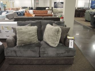 Catnapper Boulevard Steel Two Tone Loveseat - Graphite Steel Gray | Small Sofa | Two-Seat Couch