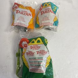  F208 - McDonalds Happy gMeal Toy 1999 Disney Tarzan #1 and Jane #3 & 2000 Tarzan.