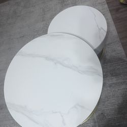 Double Decker Gold And White Table