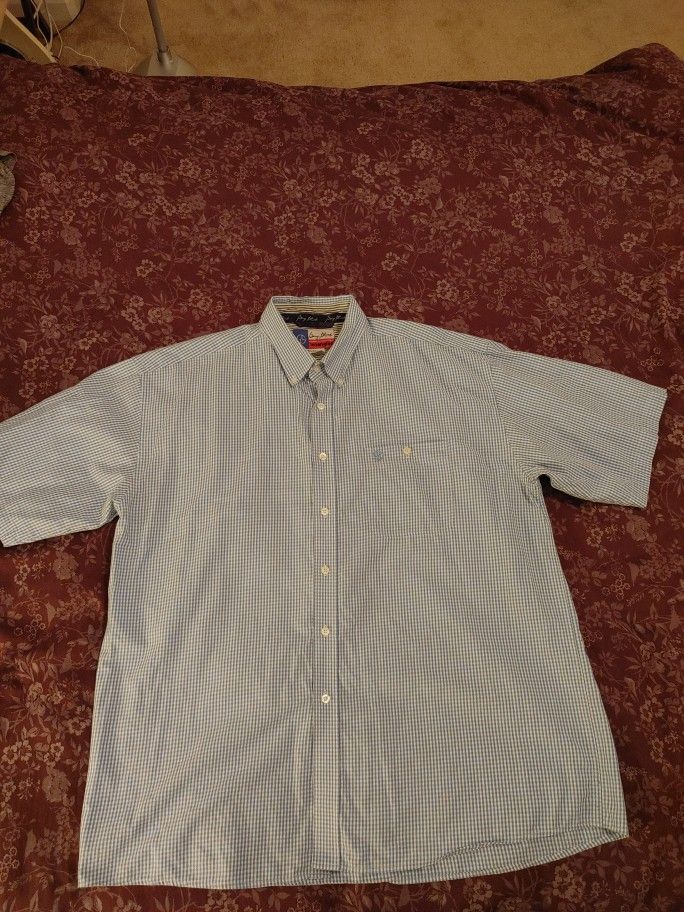 GEORGE STRAIT WRANGLER Cowboy Cut Collection Mens XXL L/S Shirt Blue Plaid
