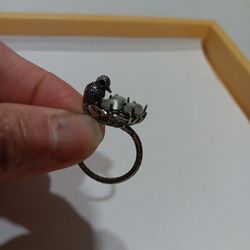 Bird Eggs Style Silver Ring Size 8.75 US 