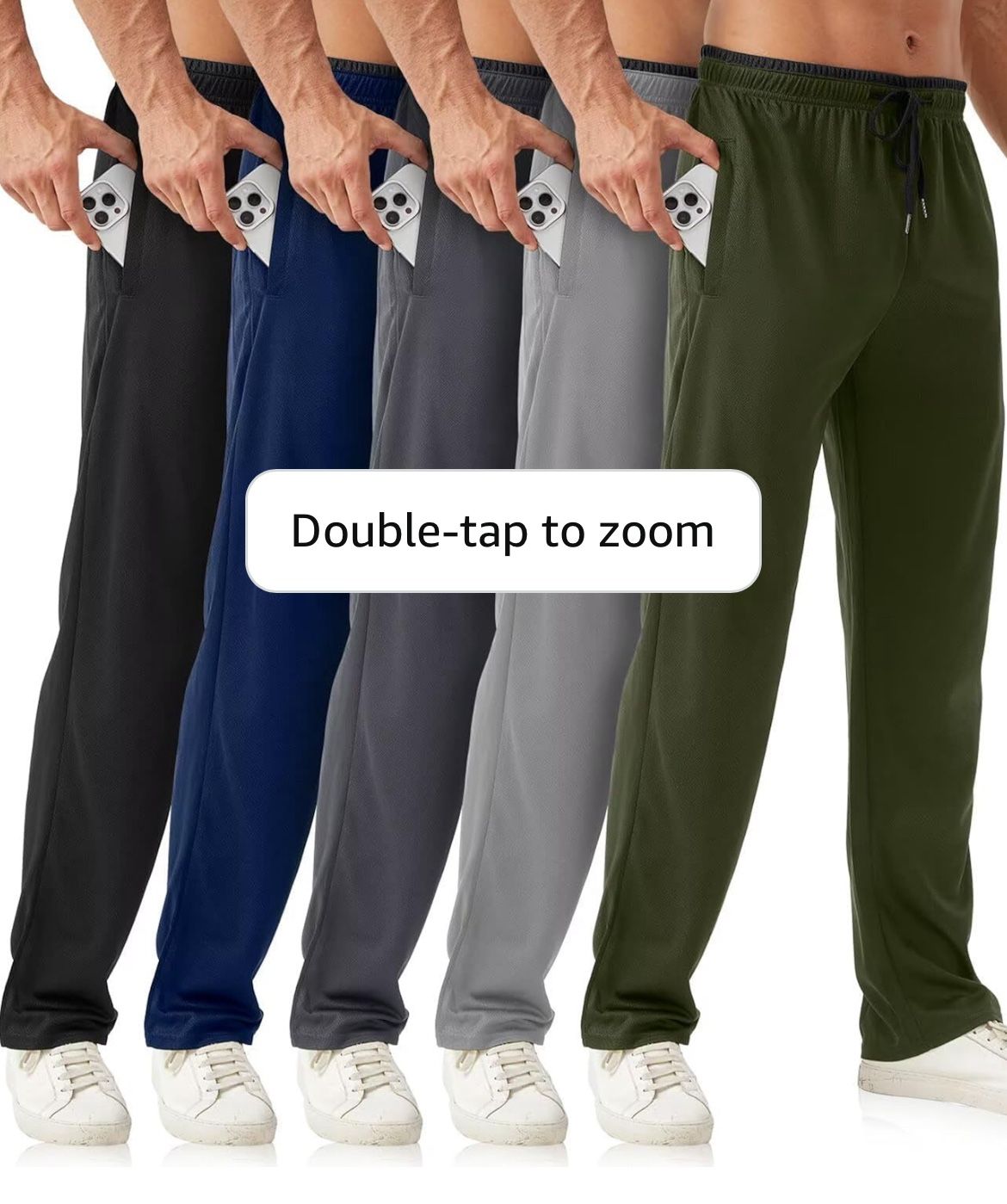 5 Pack Mens Sweatpants with Zipper Pockets,Mens Joggers for Men Open Bottom Mesh Athletic Pants for Workout,Running